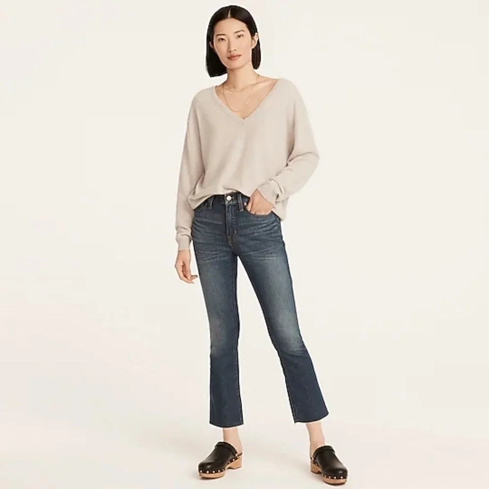 J. Crew Re-Imagined Lantern Wash Demi-Boot Raw Hem Crop Jeans